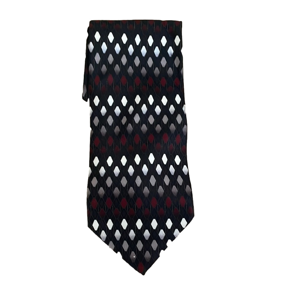 Croft & Barrow Black and Red Geometric Silk Tie